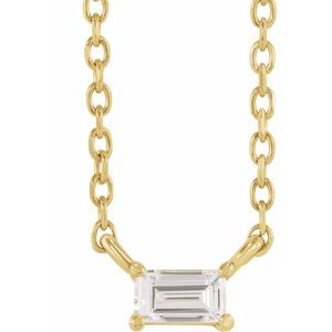 14K Yellow 1/10 CT Natural Diamond Solitaire 16" Necklace