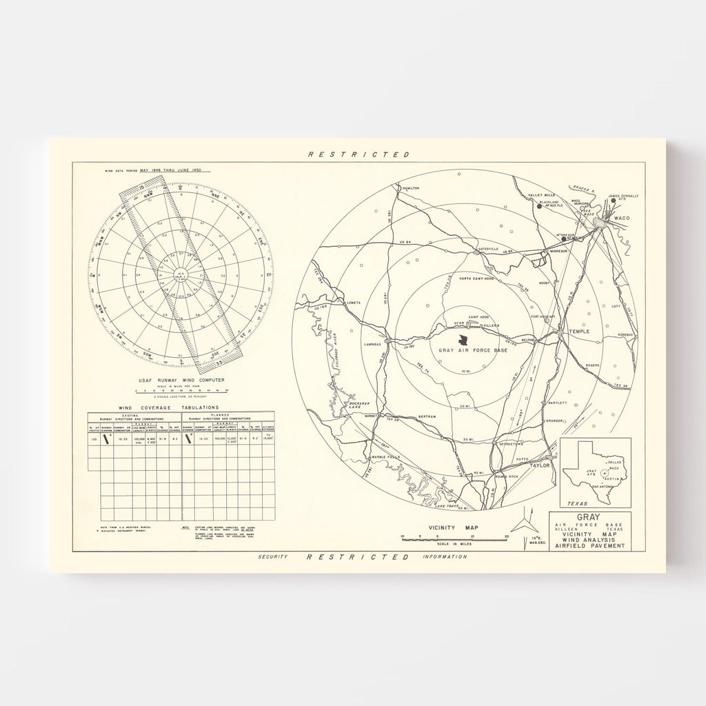 Vintage Map of the Gray Air Force Base Vicinity, 1951