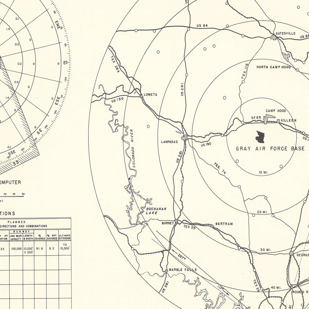 Vintage Map of the Gray Air Force Base Vicinity, 1951