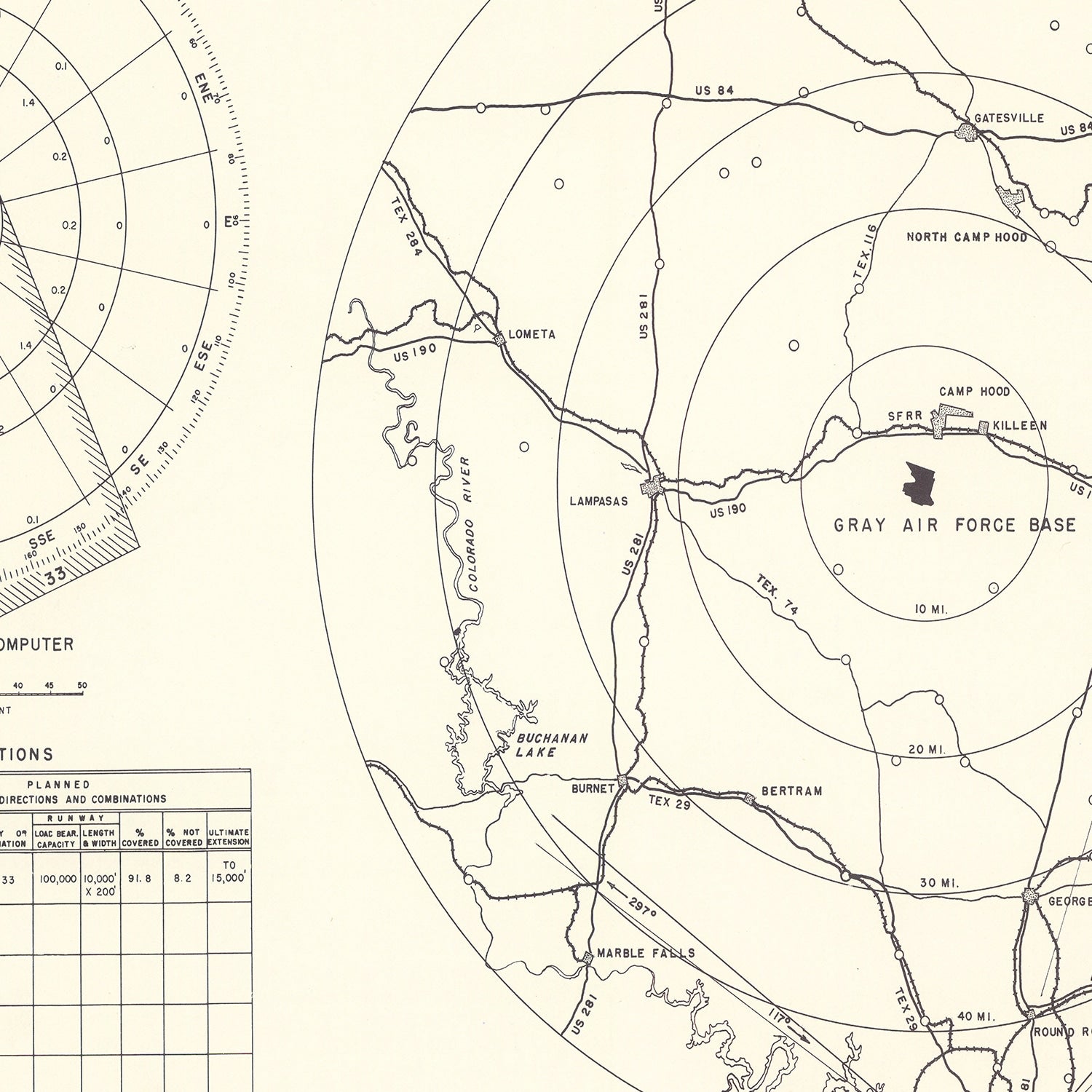 Vintage Map of the Gray Air Force Base Vicinity, 1951