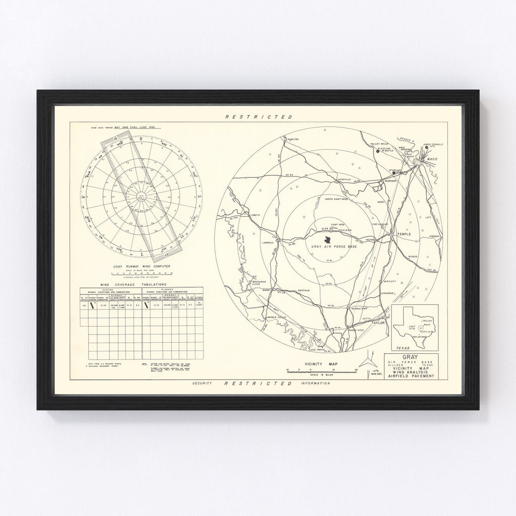 Vintage Map of the Gray Air Force Base Vicinity, 1951