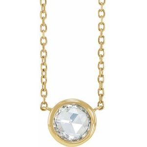 14K Yellow Gold 1/2 CT Rose-Cut Natural Diamond Bezel-Set 18" Necklace