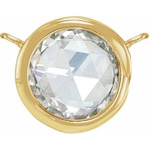 14K Yellow Gold 1/3 CT Rose-Cut Natural Diamond Bezel-Set Necklace Center