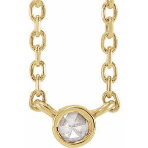 14K Yellow Gold .03 CT Rose-Cut Natural Diamond Bezel-Set 18" Necklace