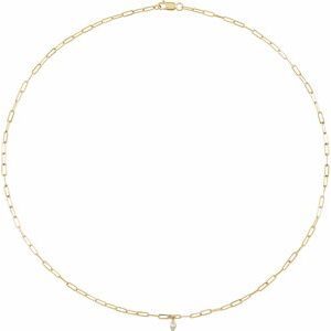 14K Yellow Gold .07 CT Natural Diamond Micro Bezel-Set 18" Necklace