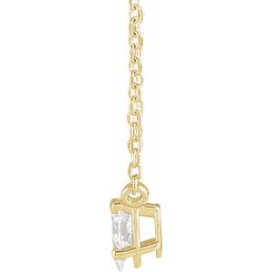 14K Yellow Gold 1/5 CT Natural Diamond Solitaire 16-18" Necklace