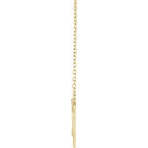 14K Yellow Gold .015 CT Natural Diamond Heart & Cross 18" Necklace
