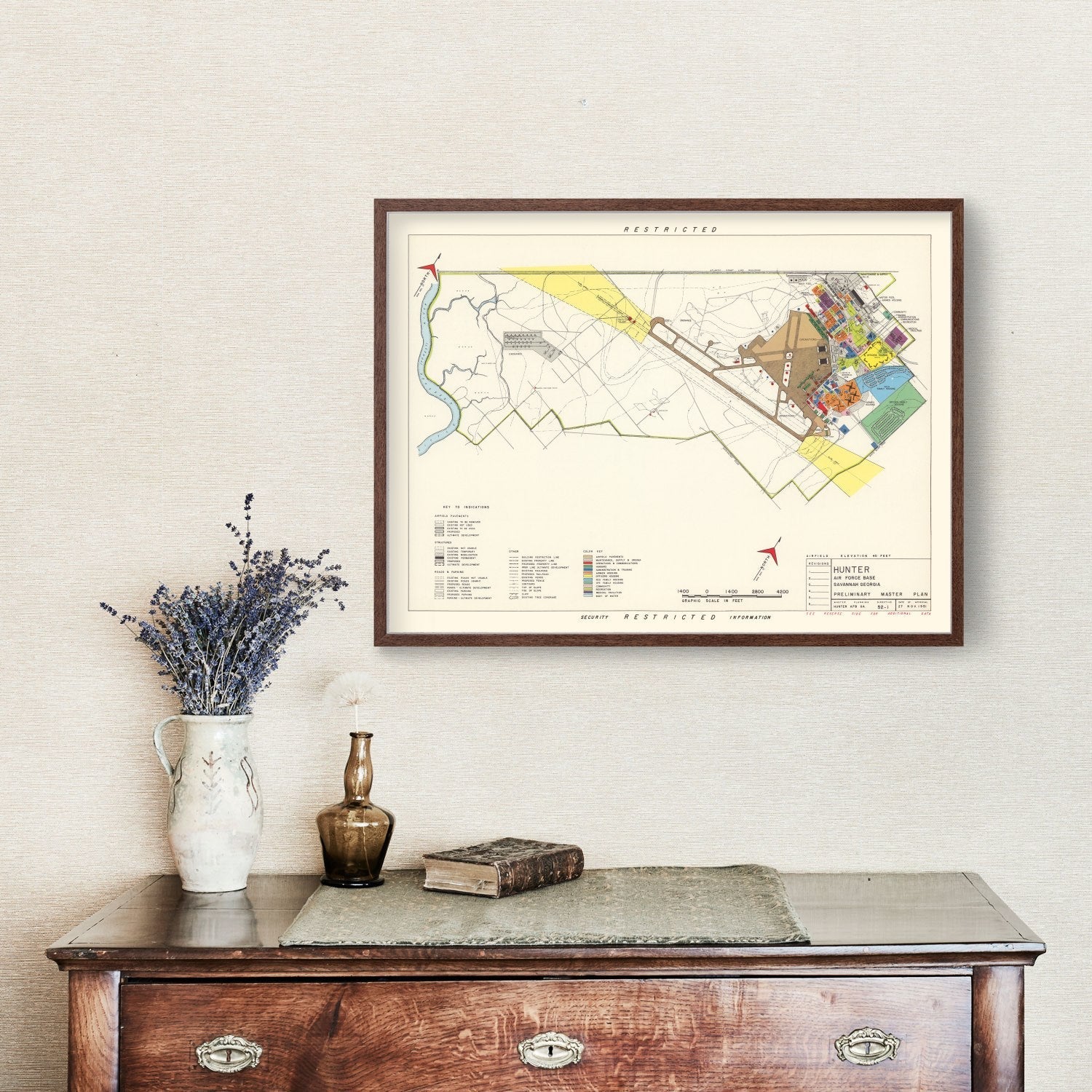 Vintage Map of Hunter Air Force Base, 1951