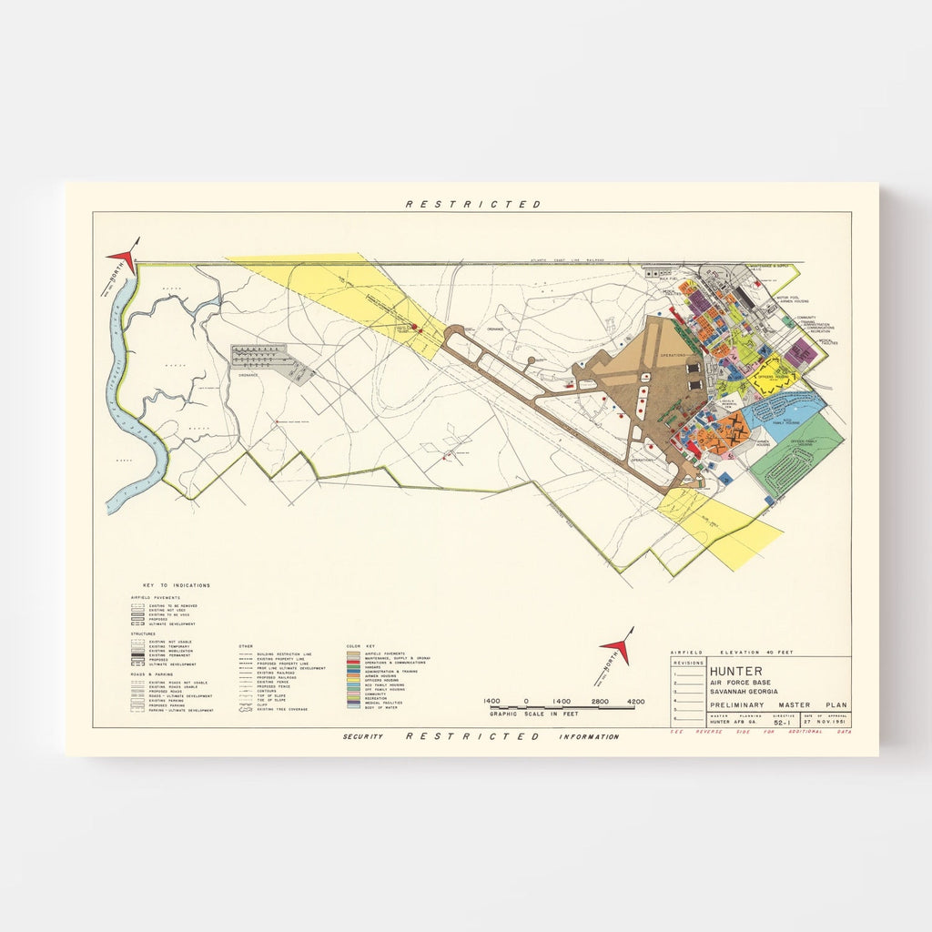 Vintage Map of Hunter Air Force Base, 1951