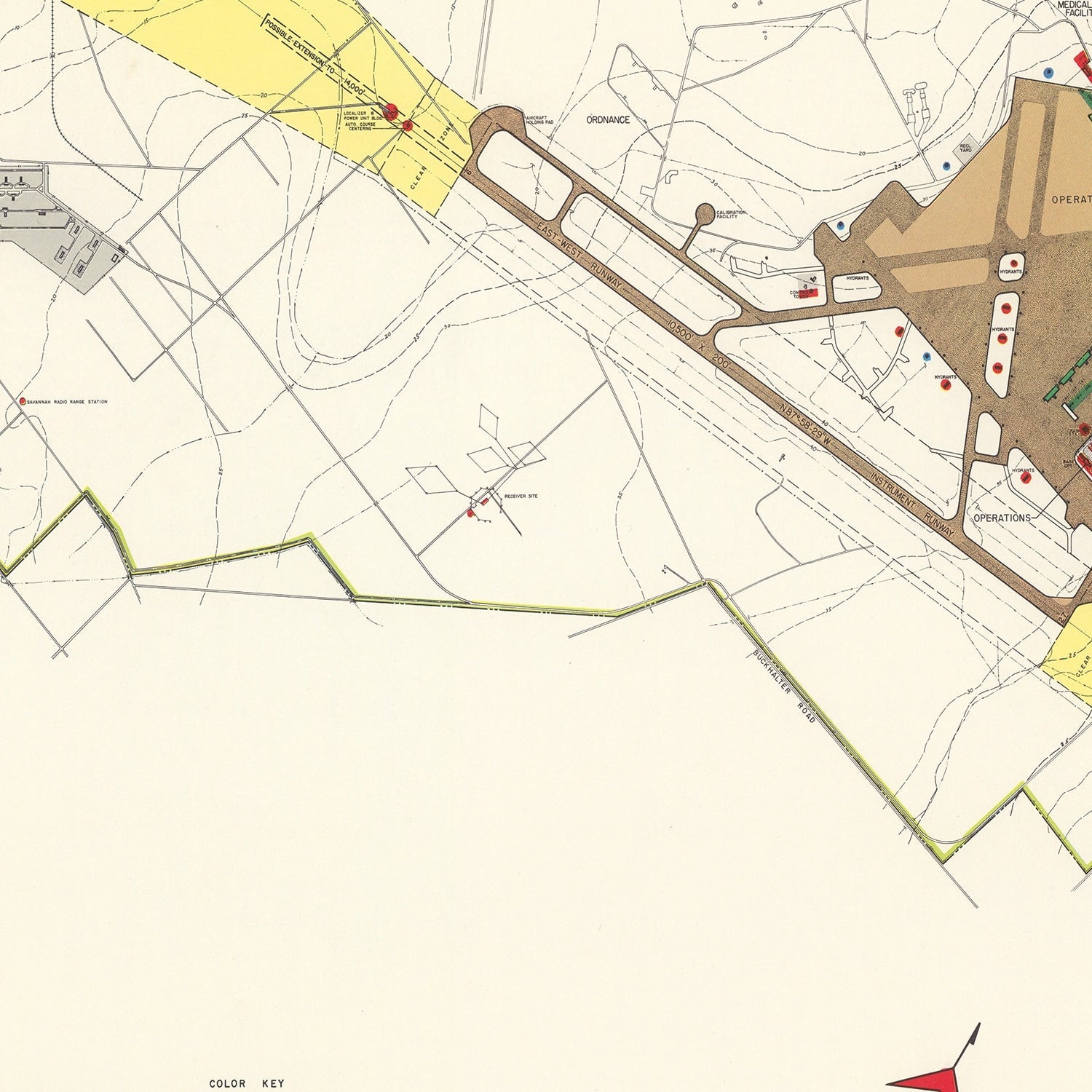Vintage Map of Hunter Air Force Base, 1951