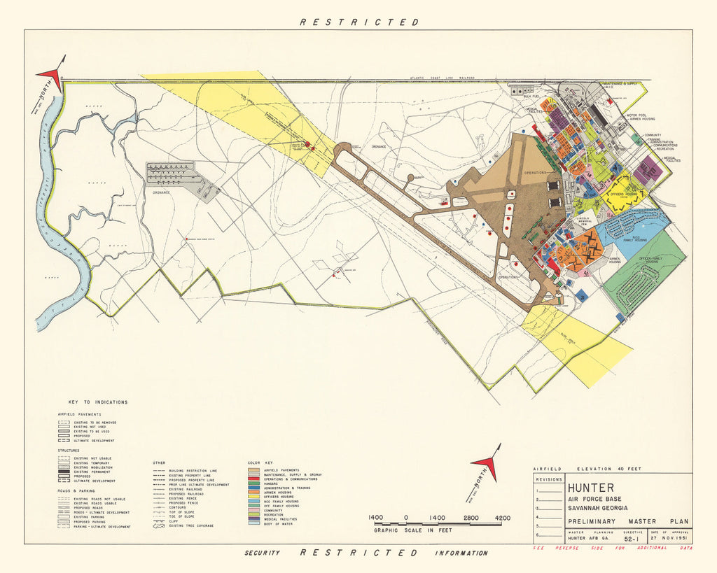 Vintage Map of Hunter Air Force Base, 1951