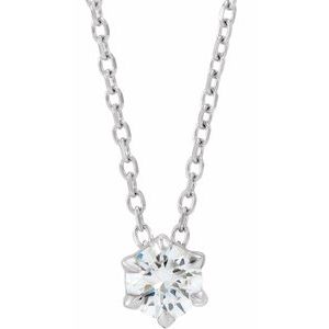14K White Gold 1/4 CT Lab-Grown Diamond Solitaire 16-18" Necklace