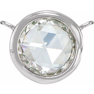 14K White Gold 3/4 CT Rose-Cut Natural Diamond Bezel-Set Necklace Center
