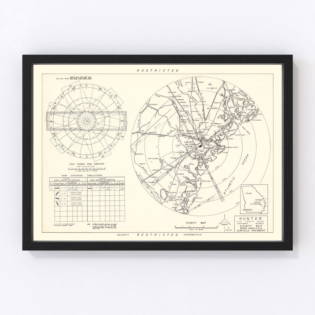 Vintage Map of the Hunter Air Force Base Vicinity, 1951