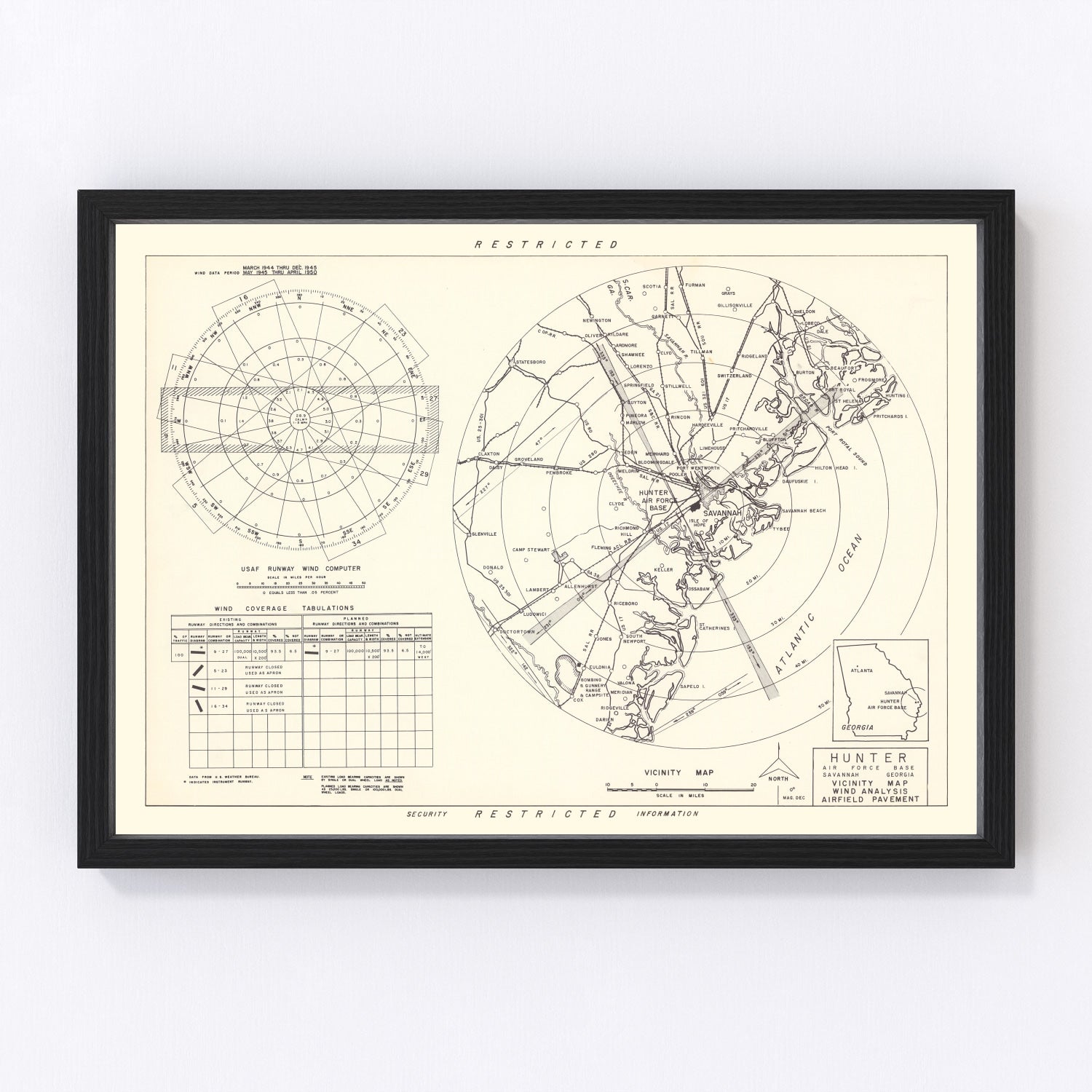 Vintage Map of the Hunter Air Force Base Vicinity, 1951