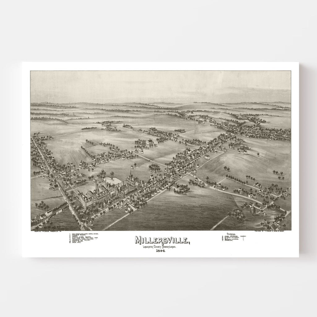 Vintage Map of Millersville, Pennsylvania 1894