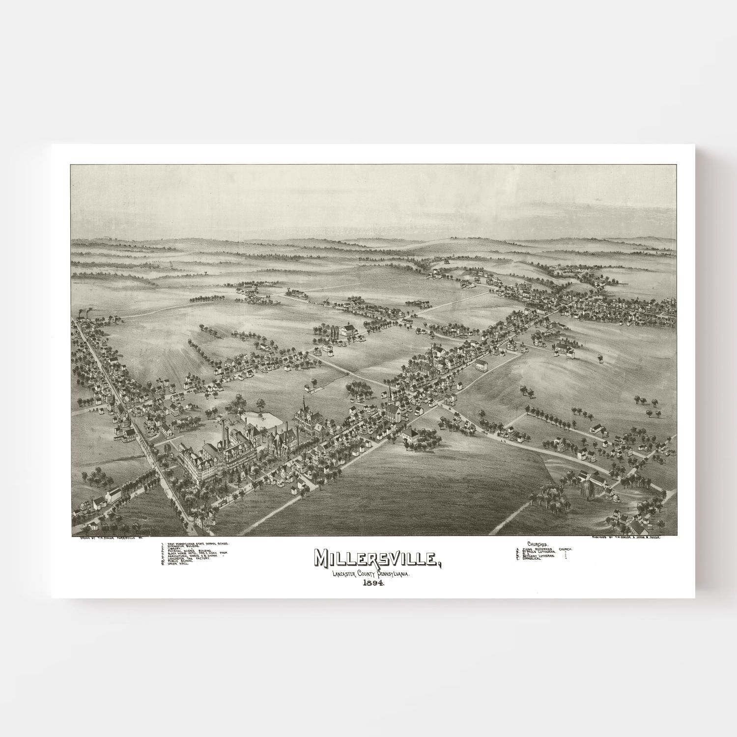 Vintage Map of Millersville, Pennsylvania 1894