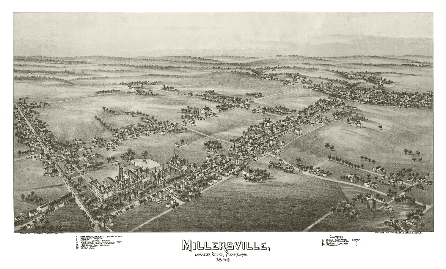 Vintage Map of Millersville, Pennsylvania 1894