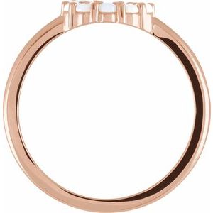 14K Rose Gold Natural White Opal Cabochon Halo-Style Ring