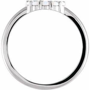 Platinum Natural White Opal Cabochon Halo-Style Ring