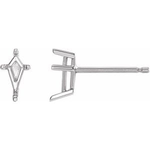 14K White Gold 7x3 mm Kite 4-Prong Earring Mounting
