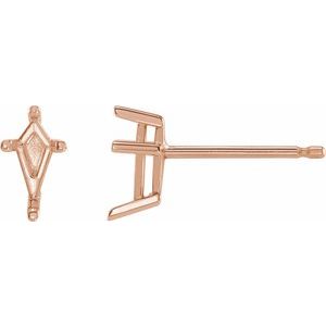 14K Rose Gold 5x2.25 mm Kite 4-Prong Earring Mounting
