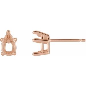 14K Rose Gold 8x5 mm Pear 5-Prong Claw Earring Mounting