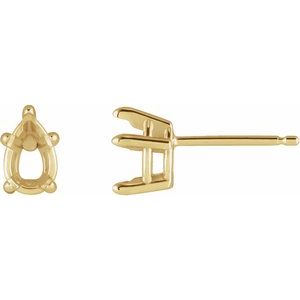 14K Yellow Gold 8.5x5.5 mm Pear 5-Prong Claw Earring Mounting