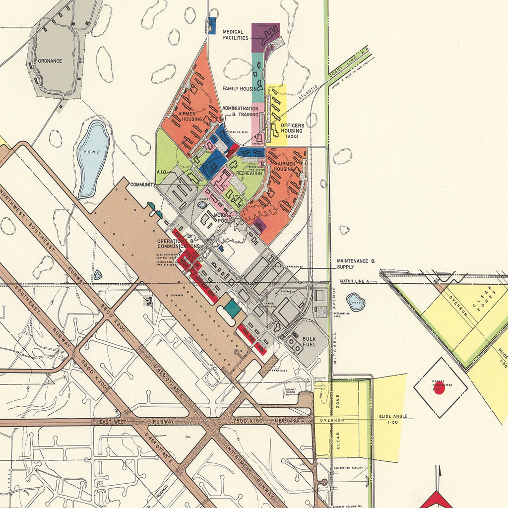 Vintage Map of Lakeland Air Force Base, 1952
