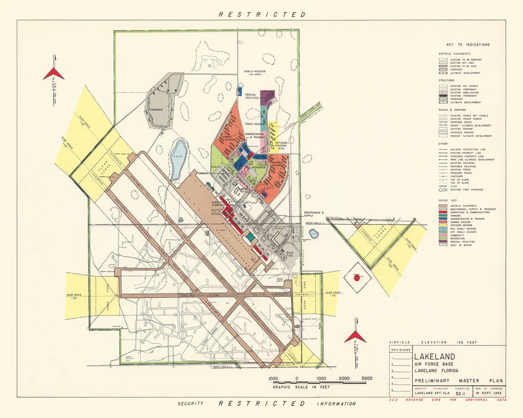 Vintage Map of Lakeland Air Force Base, 1952