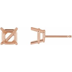 14K Rose Gold 3.5x3.5 mm Asscher 4-Prong Earring Mounting