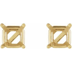 14K Yellow Gold 6.25x6.25 mm Asscher 4-Prong Earring Mounting – image 2