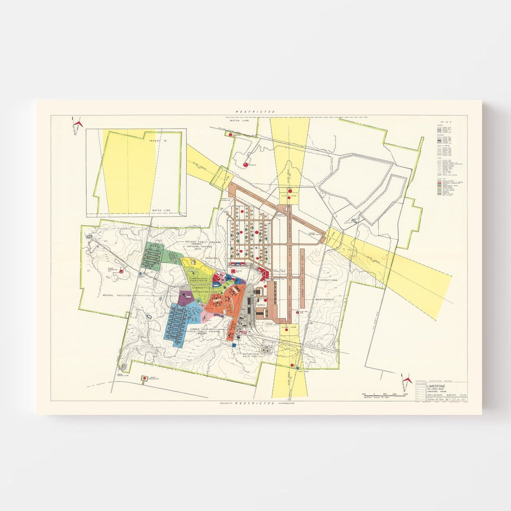 Vintage Map of Limestone Air Force Base, 1951