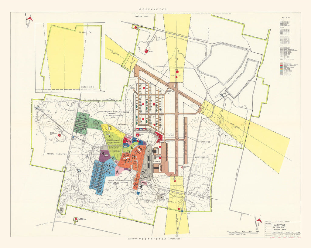Vintage Map of Limestone Air Force Base, 1951