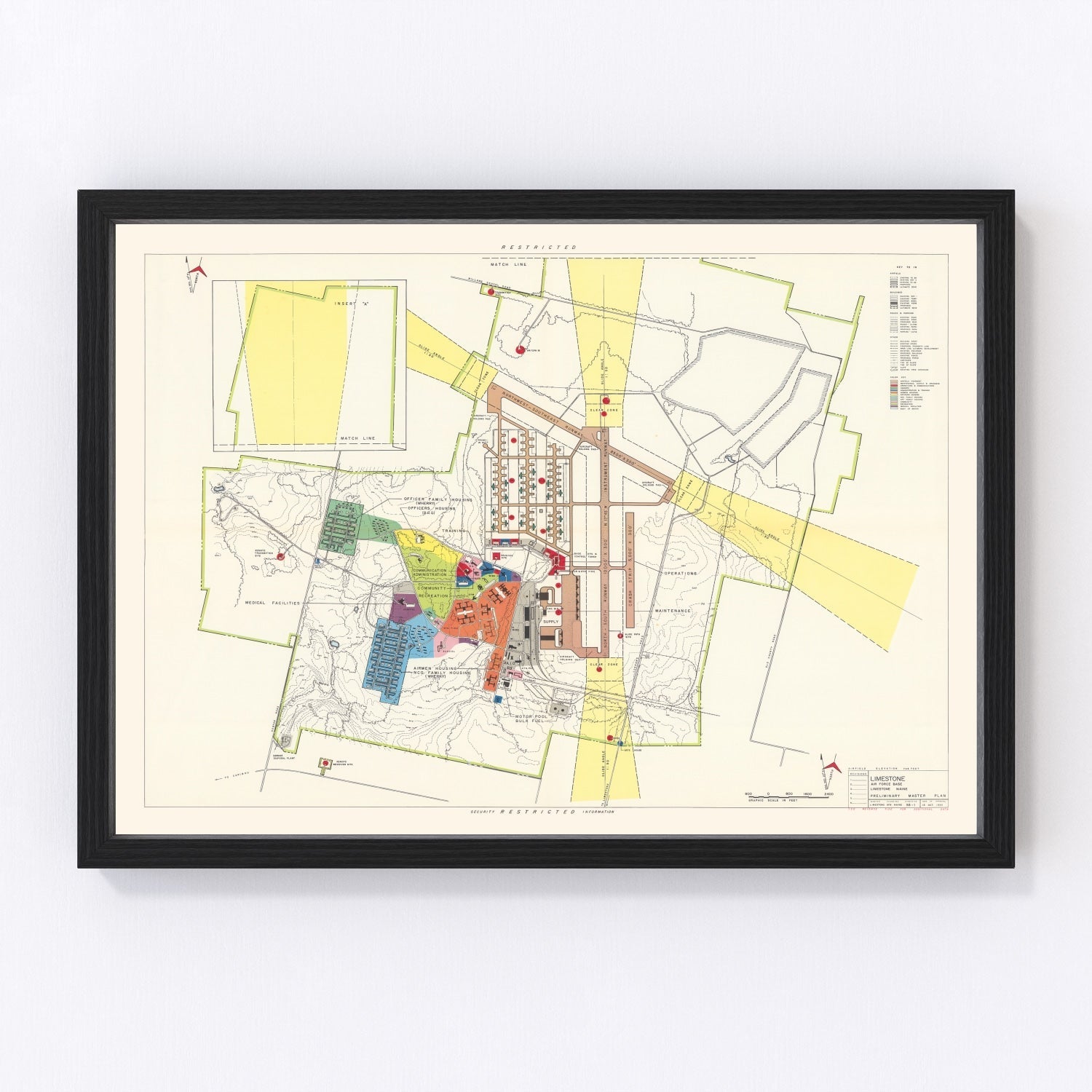 Vintage Map of Limestone Air Force Base, 1951