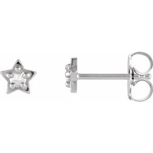 Platinum .05 CTW Rose-Cut Natural Diamond Petite Star Earrings