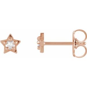 14K Rose Gold .05 CTW Rose-Cut Natural Diamond Petite Star Earrings