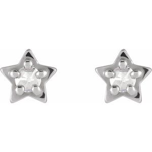 Platinum .05 CTW Rose-Cut Natural Diamond Petite Star Earrings – image 2