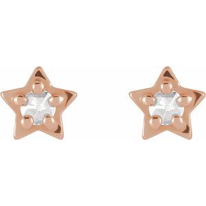14K Rose Gold .05 CTW Rose-Cut Natural Diamond Petite Star Earrings – image 2