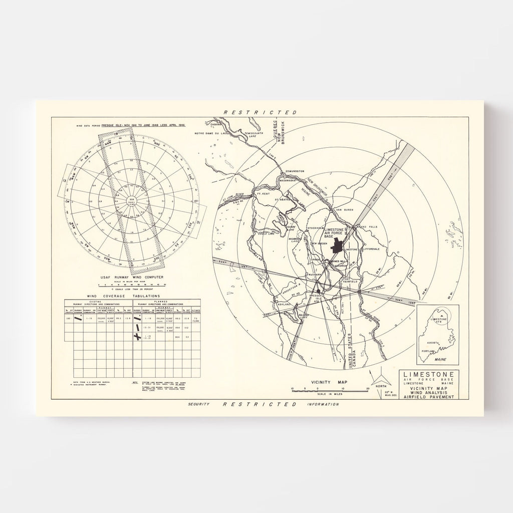 Vintage Map of the Limestone Air Force Base Vicinity, 1951