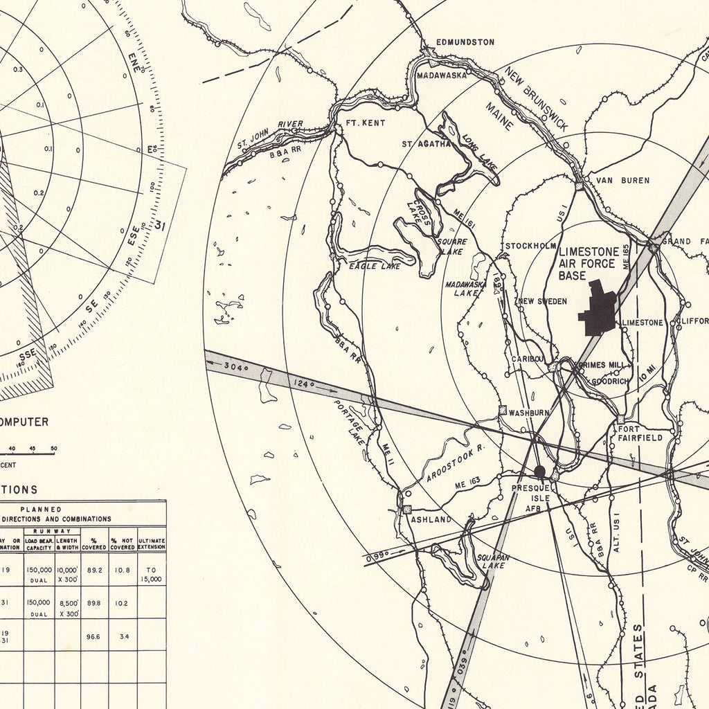 Vintage Map of the Limestone Air Force Base Vicinity, 1951