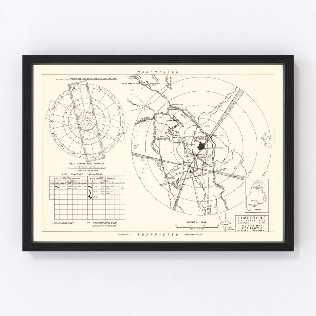 Vintage Map of the Limestone Air Force Base Vicinity, 1951
