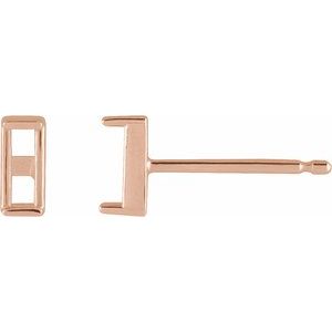 14K Rose Gold 3x1.5 mm Straight Baguette Channel-Set Earring Mounting