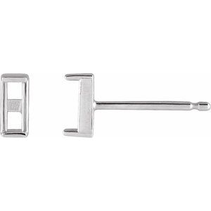 Platinum 5x3 mm Straight Baguette Channel-Set Earring Mounting