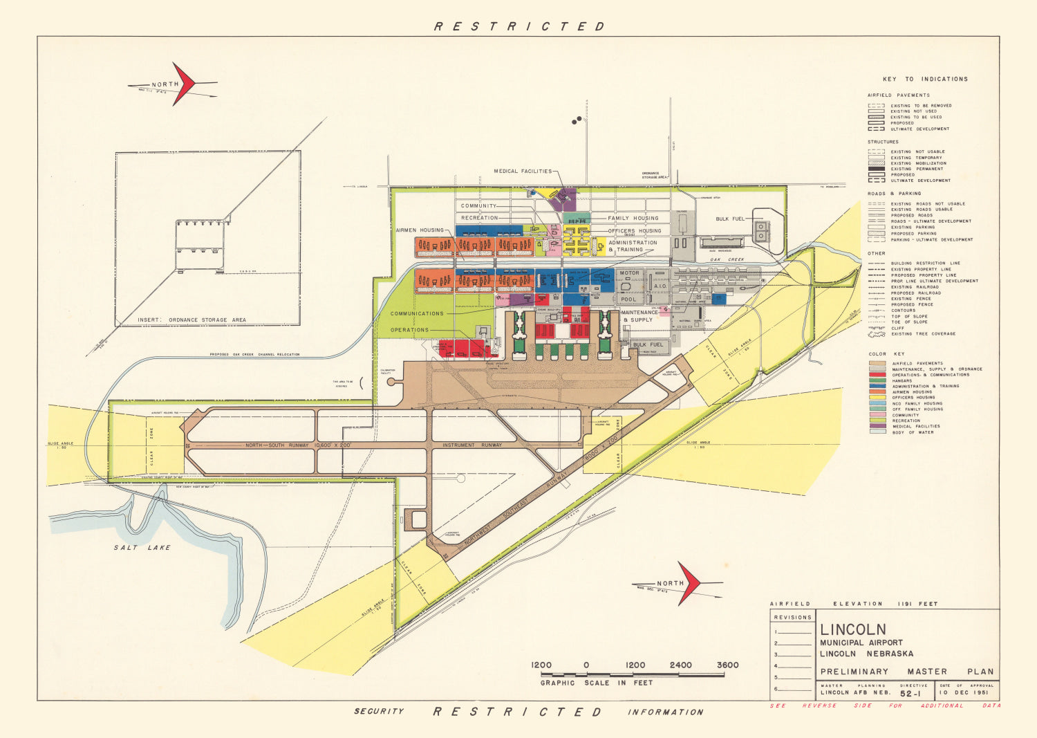 Vintage Map of Lincoln Municipal Airport, 1951