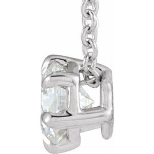 14K White Gold 3/8 CT Lab-Grown Diamond Solitaire 16-18" Necklace