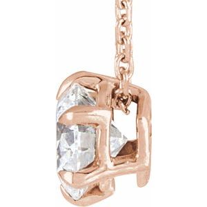14K Rose Gold 5/8 CT Lab-Grown Diamond Solitaire 16-18" Necklace