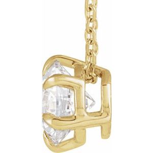 14K Yellow Gold 1 CT Lab-Grown Diamond Solitaire 16-18" Necklace