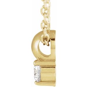 14K Yellow Gold .06 CT Natural Diamond Bead 16-18" Necklace