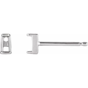14K White Gold 2x1x.5 mm Tapered Baguette Channel-Set Earring Mounting